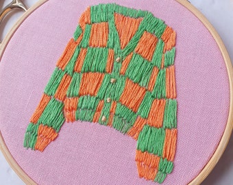 Patterned Cardigan Embroidery Hoop
