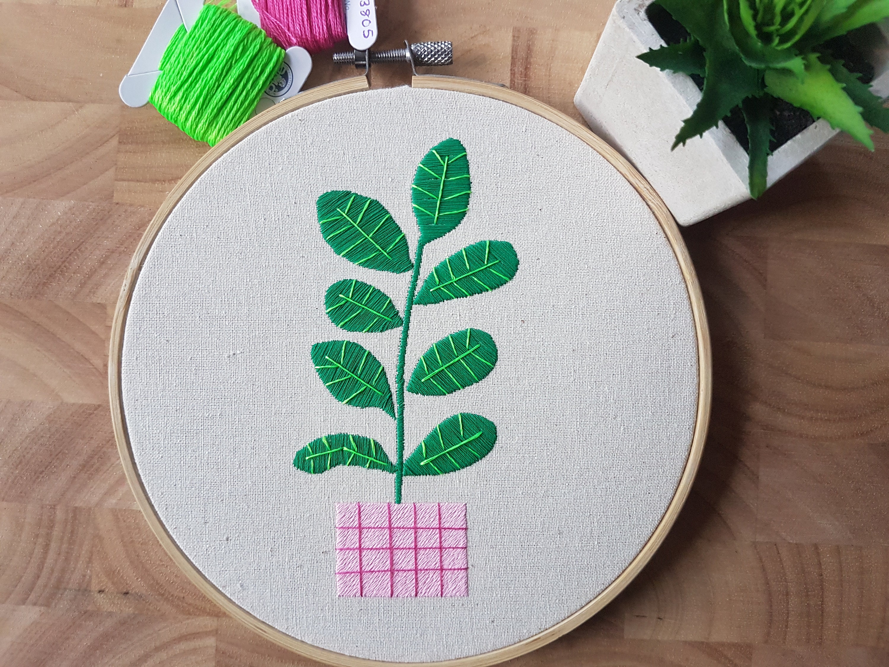 Tall House Plant Broderie 6 Pouces Cerceau