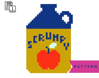 Scrumpy Jug PDF Cross Stitch Pattern - Instant Digital Download Pattern - Beginners Cross Stitch - DIY Wall Art Craft - Apple - Kitchen