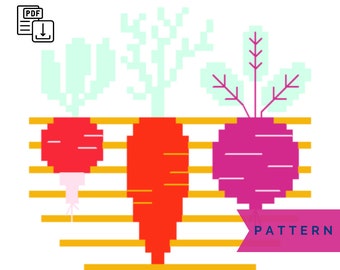 Veggies PDF Cross Stitch Pattern - Instant Digital Download Pattern - Beginners Cross Stitch - DIY Wall Art Craft - Colourful Kitchen Decor