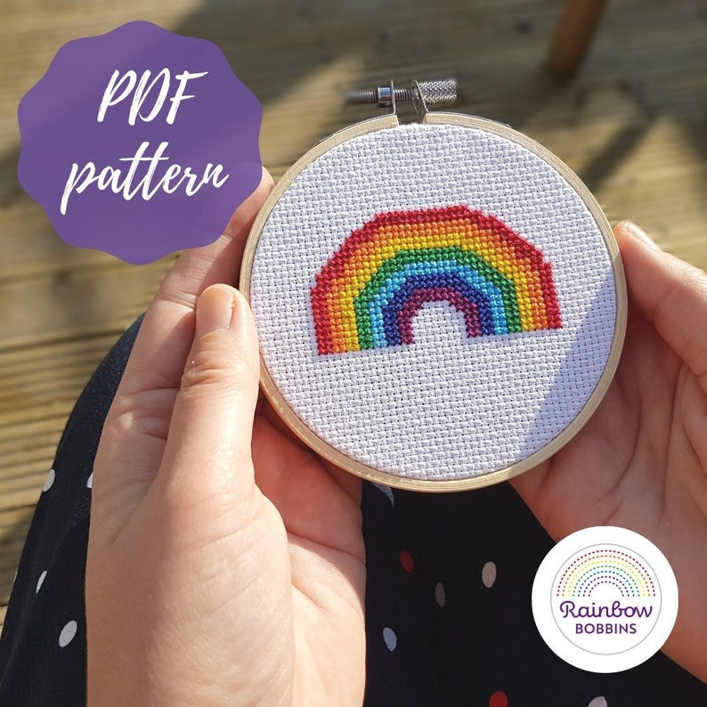 Rainbow cross stitch pdf pattern image 1