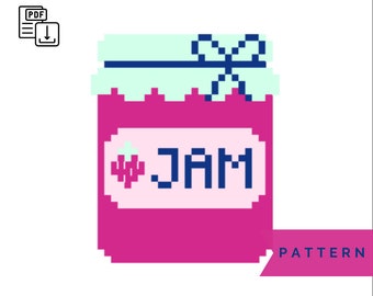 Jam Jar PDF Cross Stitch Pattern - Instant Digital Download Pattern - Beginners Cross Stitch - DIY Wall Art Craft - Kitchen Embroidery -Pink