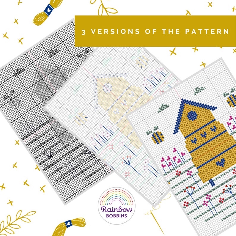 Beehive PDF Cross Stitch Pattern - Instant Digital Download Pattern ...