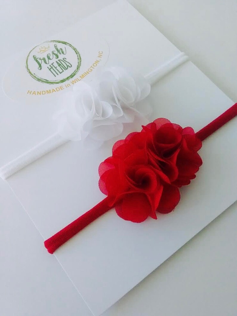 White Chiffon Flowers Little Girl/'s Headbands White Baby Band Baby Headband Set Chiffon Flowers