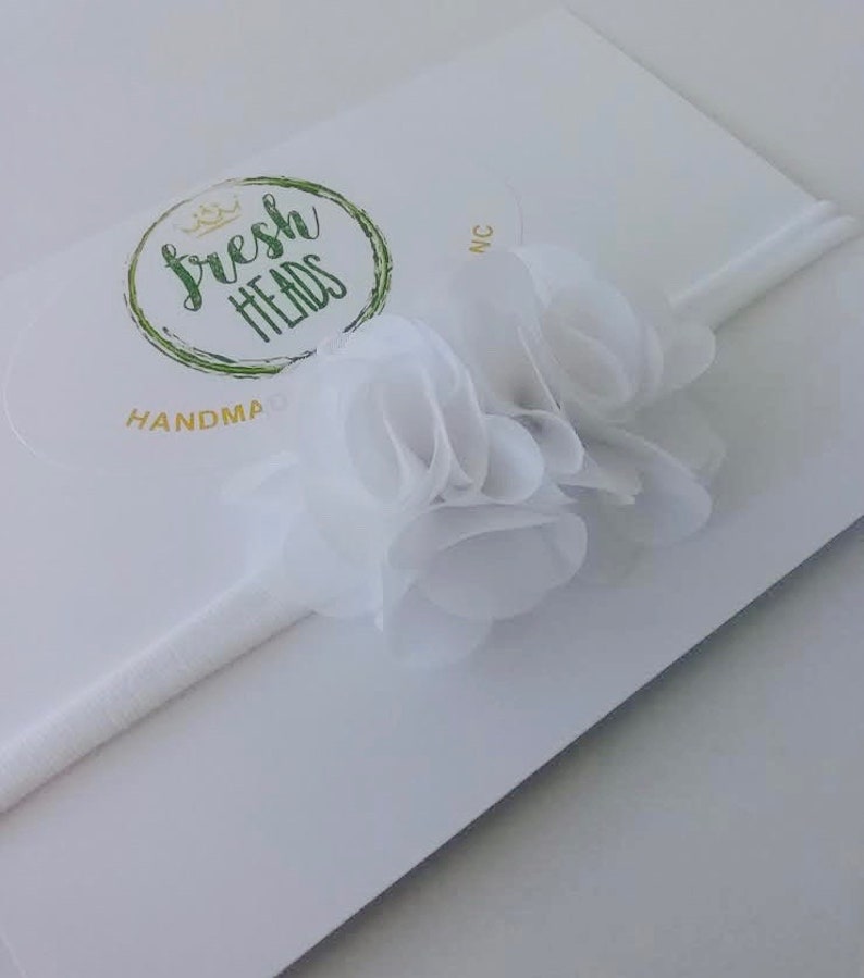 White Chiffon Flowers Little Girl/'s Headbands White Baby Band Baby Headband Set Chiffon Flowers