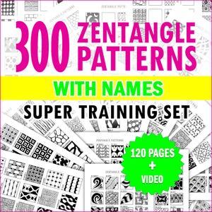 300 Zentangle Patterns | Beginner Template Set | Printable Art Worksheets