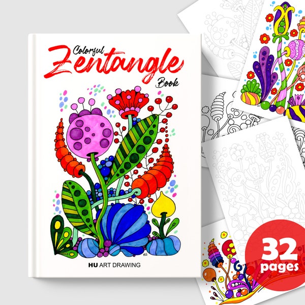 Colorful zentangle template book , zentangle patterns books , zen tangle e-book