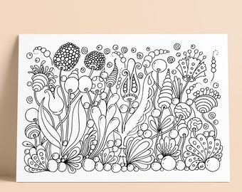 Dreamy Flower Patterns - Mind Relaxing Coloring Page for Adults