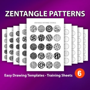 Zentangle Patterns Templates , Doodling and Mandala Patterns Templates, Practice and Art Therapy Zentangle Training Sheets image 1