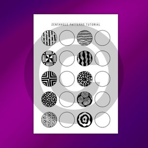 Zentangle Patterns Templates , Doodling and Mandala Patterns Templates, Practice and Art Therapy Zentangle Training Sheets image 4
