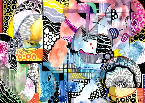 ORIGINAL | Handmade Original Watercolour Zentangle Artwork