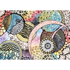 Watercolor Zentangle Art | Zentangle Over Watercolor