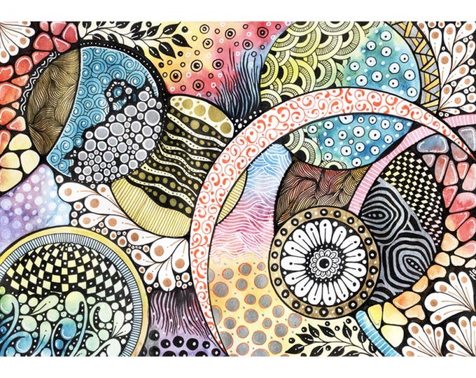 ORIGINAL | Creative Watercolor Zentangle Art | Unique Design Wall Decor ...
