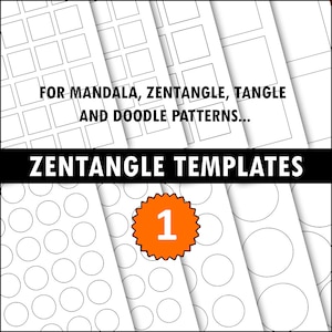 Blank Zentangle Pattern Templates for Beginners - You can also use for mandala patterns, doodle drawings and tangle drawing.