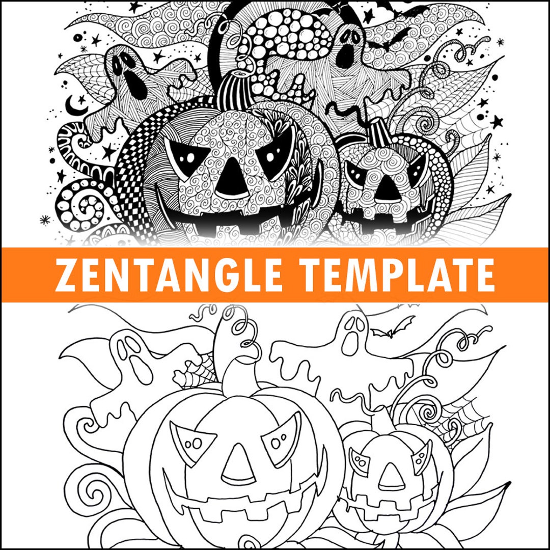 Halloween Zentangle Drawing Template Step by Step Zentangle Tutorial