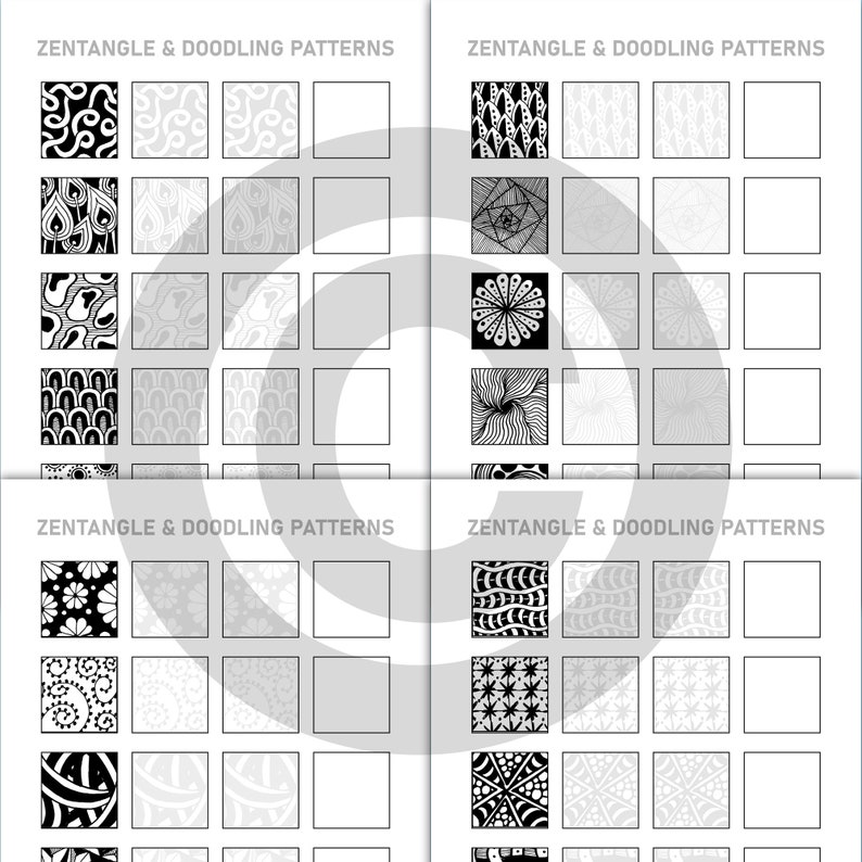 Zentangle Pattern Templates: Doodling and Mandala Art (PDF) - Etsy