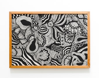 Handcrafted Zentangle Wall Art: Unique Geometric Poster 2023 Collection - Digital Product