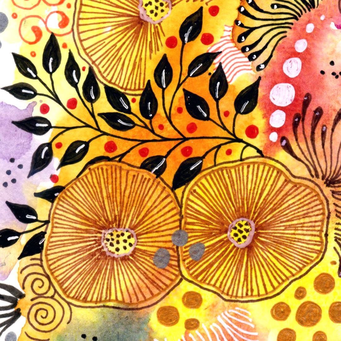 ORIGINAL | Original Watercolor Zentangle Art by Hu Art
