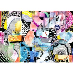 ORIGINEEL | Handgemaakt origineel aquarel Zentangle-kunstwerk