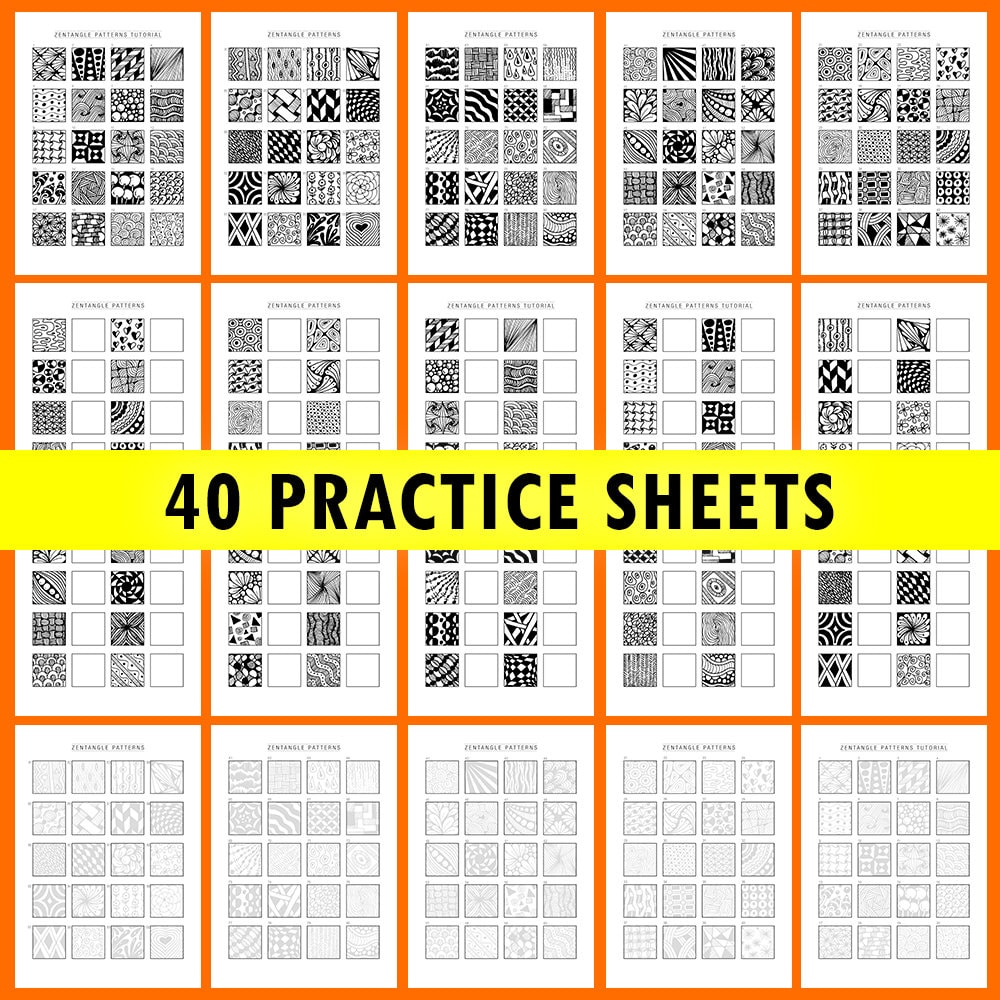 100 Zentangle Patterns Super Training Set , Zentangle Pattern Training ...