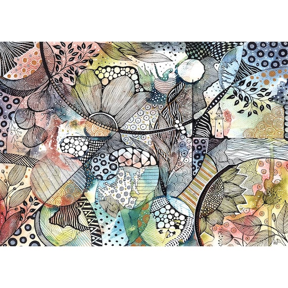 ORIGINAL | Handmade Original Watercolor Zentangle Art 30 X