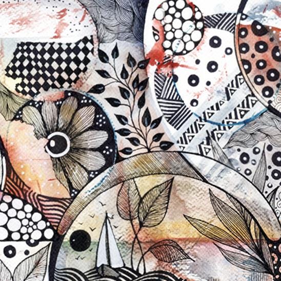 ORIGINAL | Handmade Original Watercolour Zentangle Artwork