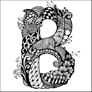 Unique Zentangle Handcrafted Letter B - For Your Personalized Art and Design Projects, Zentangle alphabet letter B , zentangle art