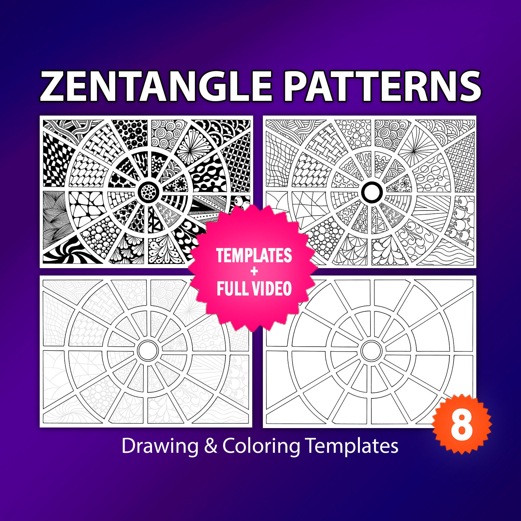 Creative Zentangle Drawing Templates: Original Designs for Adults