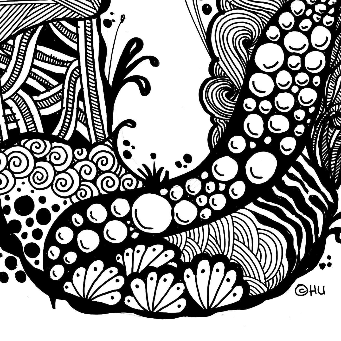 Zentangle Letter U: High-resolution Art (JPG, PDF, PNG) - Etsy