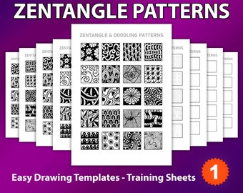 Zentangle Patterns Templates , Doodling and Mandala Patterns Templates, Practice and Art Therapy | Zentangle Training Sheets