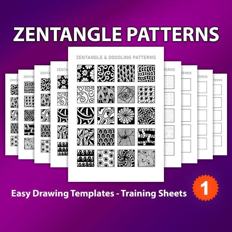 Zentangle Patterns Templates , Doodling and Mandala Patterns Templates, Practice and Art Therapy | Zentangle Training Sheets