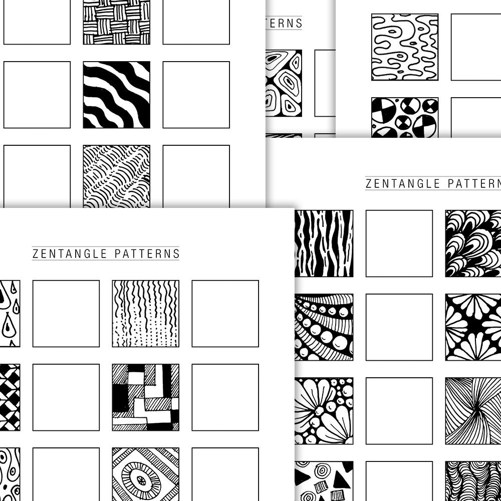 100 Zentangle Patterns Super Training Set , Zentangle Pattern Training