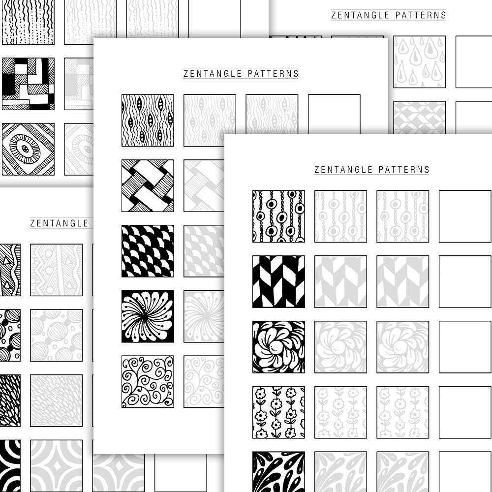 100 Zentangle Patterns Super Training Set , Zentangle Pattern Training ...