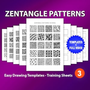 Zentangle Patterns Templates , Doodling and Mandala Patterns Templates, Practice and Art Therapy | Zentangle Training Sheets