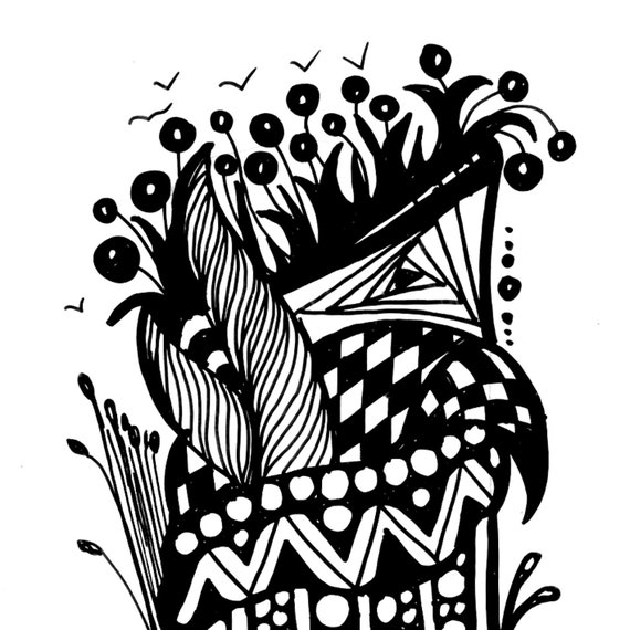 Zentangle Letter J Art: High-resolution Digital Download