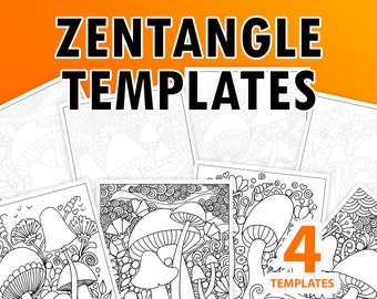 Pilz Zentangle Malseiten: Kunsttherapie Vorlagen (Digitaler Download)