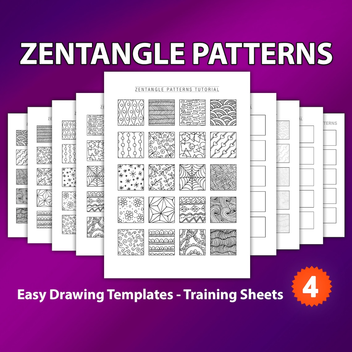 Basic Zentangle Pattern Templates Practice and Zentangle - Etsy UK