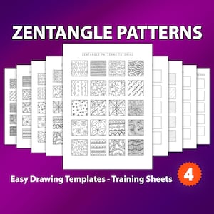 Basic Zentangle Pattern Templates, Practice and Zentangle Training Pages for Art Therapy