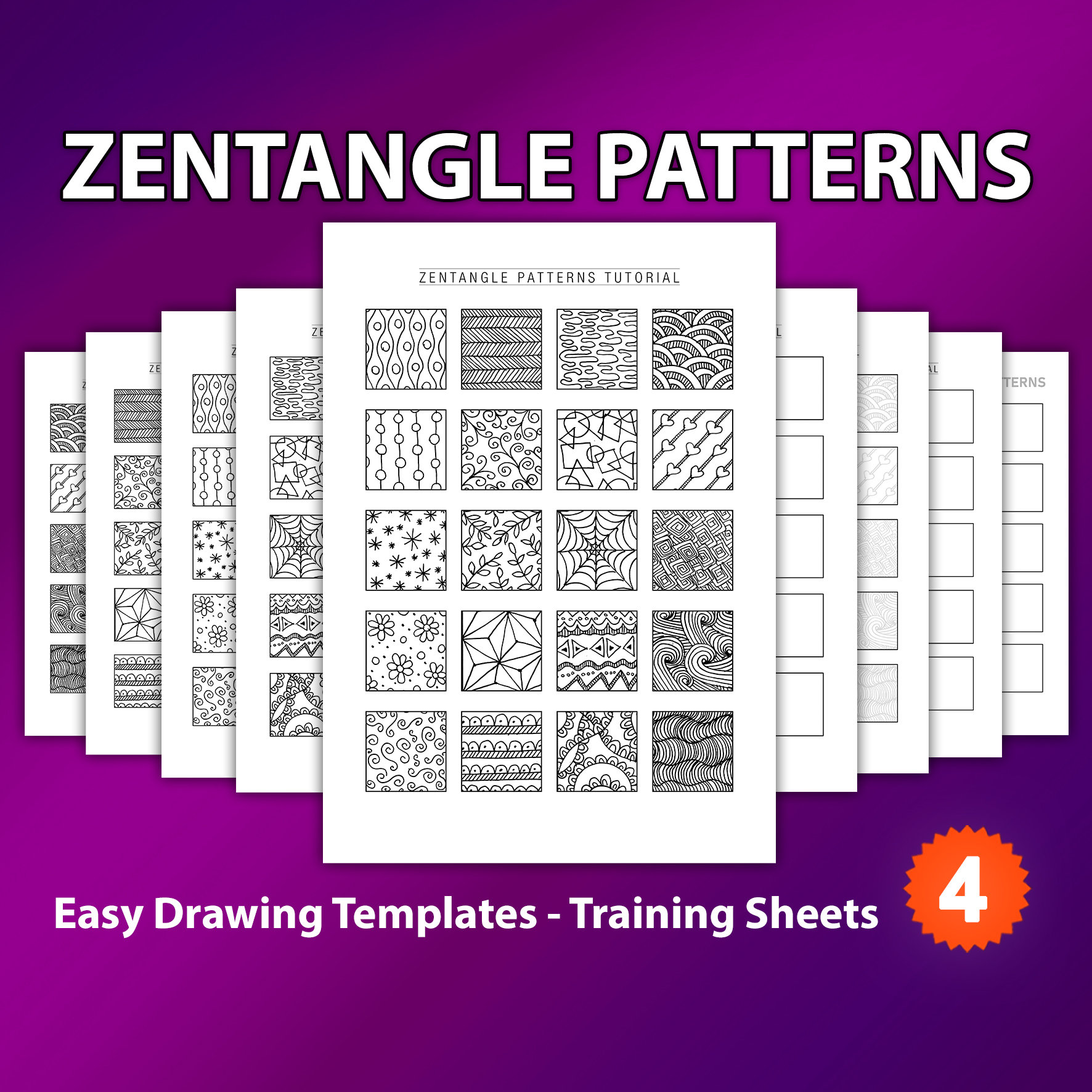 Basic Zentangle Pattern Templates, Practice and Zentangle Training