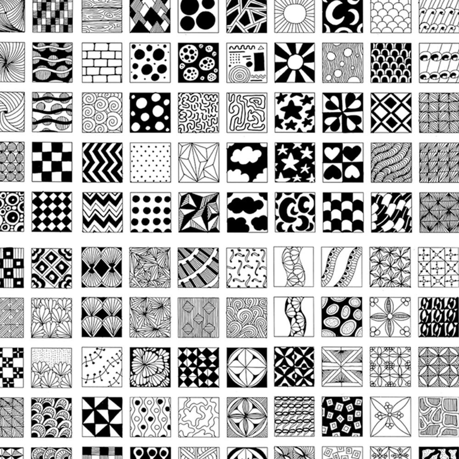 300 Zentangle Patterns | Beginner Template Set | Printable Art ...