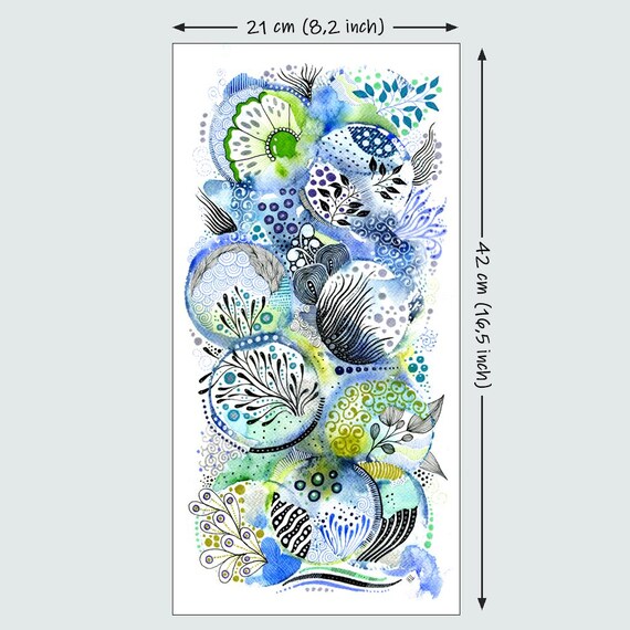 ORIGINAL | 4-piece Colorful Watercolor Zentangle Art