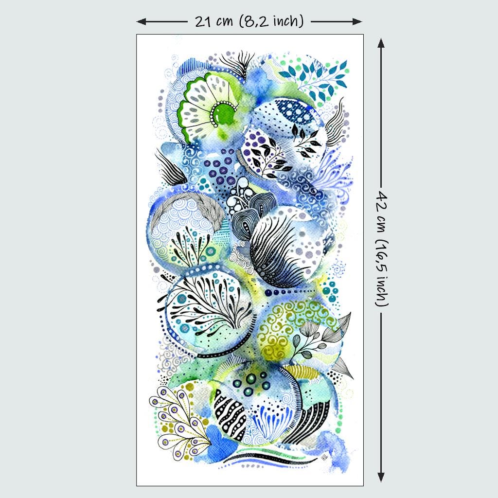 ORIGINAL | 4-piece Colorful Watercolor Zentangle Art
