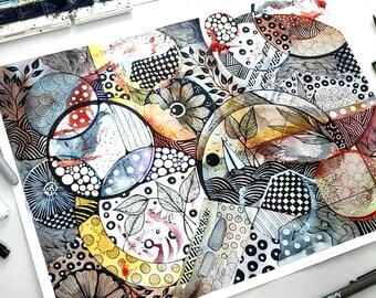 ORIGINAL | Handmade Original Watercolour Zentangle Artwork