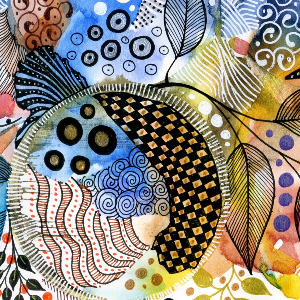 ORIGINAL | Stunning Watercolor Zentangle Art by Hu Art
