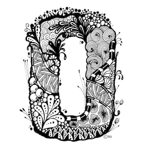 Letra zentangle O, letras zentangle, letra del alfabeto O, letra digital O jpg, pdf, png