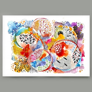 ORIGINEEL | Decoratieve aquarel zentanglekunst van Hu Art – origineel handgemaakt kunstwerk