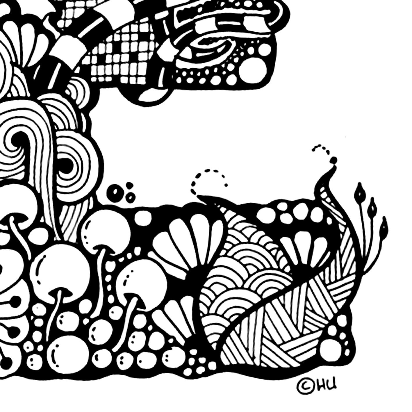 Zentangle Letter E , High Resolution Downloadable Zentangle