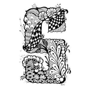 Letra zentangle R, letras zentangle, letra del alfabeto R, letra digital R jpg, pdf, png