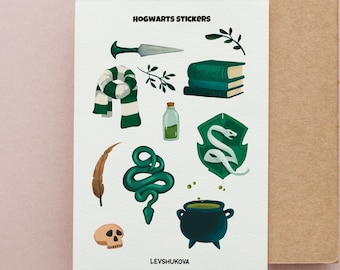 Hogwarts Legacy Stickers | Harry Potter Sticker Pack | Slytherin Sticker Sheet | Journal Stickers | Planner Stickers | Potions
