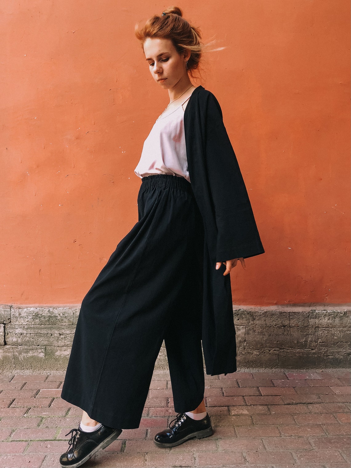 Black kimono set Pants suit Black suit Kimono suit Women Etsy